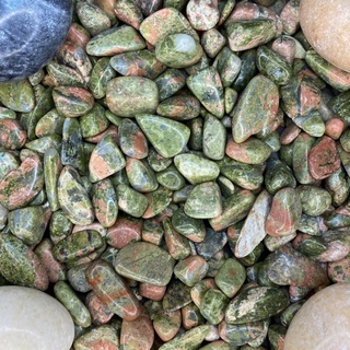 💎 หิน ยูนาไคต์  Unakite Stone 100g. เอพิโดท หินแห่งความสมปรารถนา หินถูกหวย พร็อพถ่ายรูป ประดับ แต่งตู้ปลา