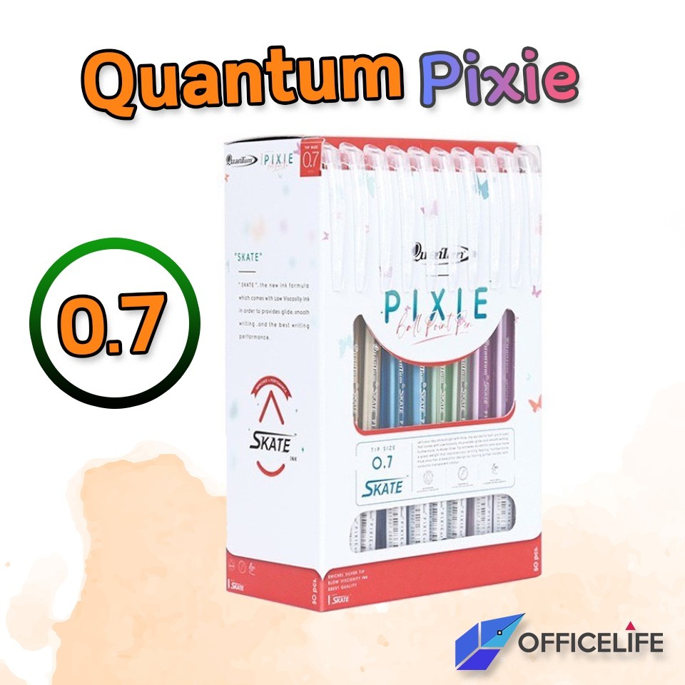 ภาพหน้าปกสินค้า(50 ด้าม) Quantum Skate Pixie 0.7 ปากกาลูกลื่น สีน้ำเงิน รุ่น พิกซี่ ( 50 ด้าม / ยกกล่อง ) จากร้าน officelife บน Shopee