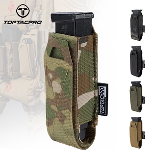 Toptacpro กระเป๋านิตยสารยุทธวิธี 9 มม. ผู้ให้บริการเดี่ยว MOLLE Mag Holder Military Training Camo Gear 8501