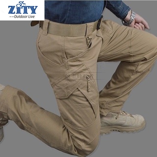 ZITY  กางเกงขายาวผ้าฝ้ายแฟชั่น IX9 กางเกงคาร์โก้ยุทธวิธีและกางเกง SWAT ต่อสู้