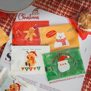 Xmas ถุงซีล 7 x 10 ซม. คละ 4 แบบ แพ็คละ 50 ใบ / Christmas cookie bags