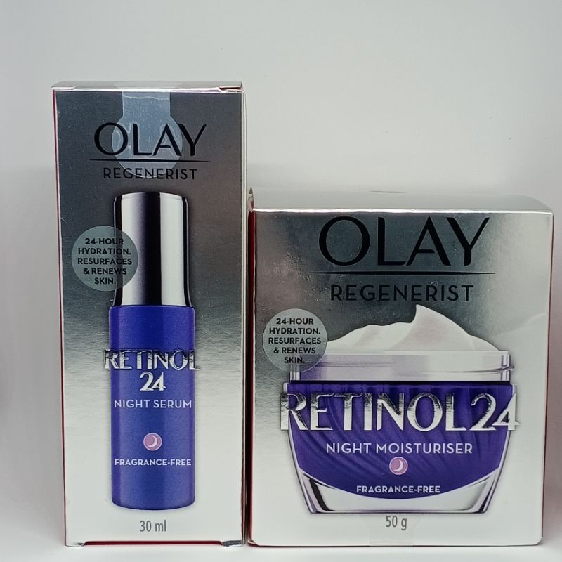 olay-โอเลย์-retinol24-มอยเจอร์ไรเซอร์-ครีมสำหรับกลางคืน-50g-retinol24-serum-ไนท์เซรั่ม-สูตรลดเลือนริ้วรอย-30ml