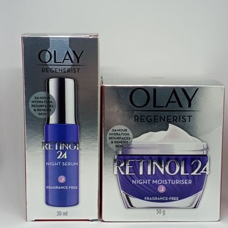 OLAY โอเลย์ Retinol24 มอยเจอร์ไรเซอร์ ครีมสำหรับกลางคืน 50g + Retinol24 Serum ไนท์เซรั่ม สูตรลดเลือนริ้วรอย 30ml