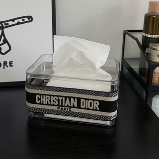 กล่องใส่ทิชชู่ #dior น่ารัก พร้อมสายผ้าคาด ใส่ทิชชูแบบกว้างได้ 18-20cm