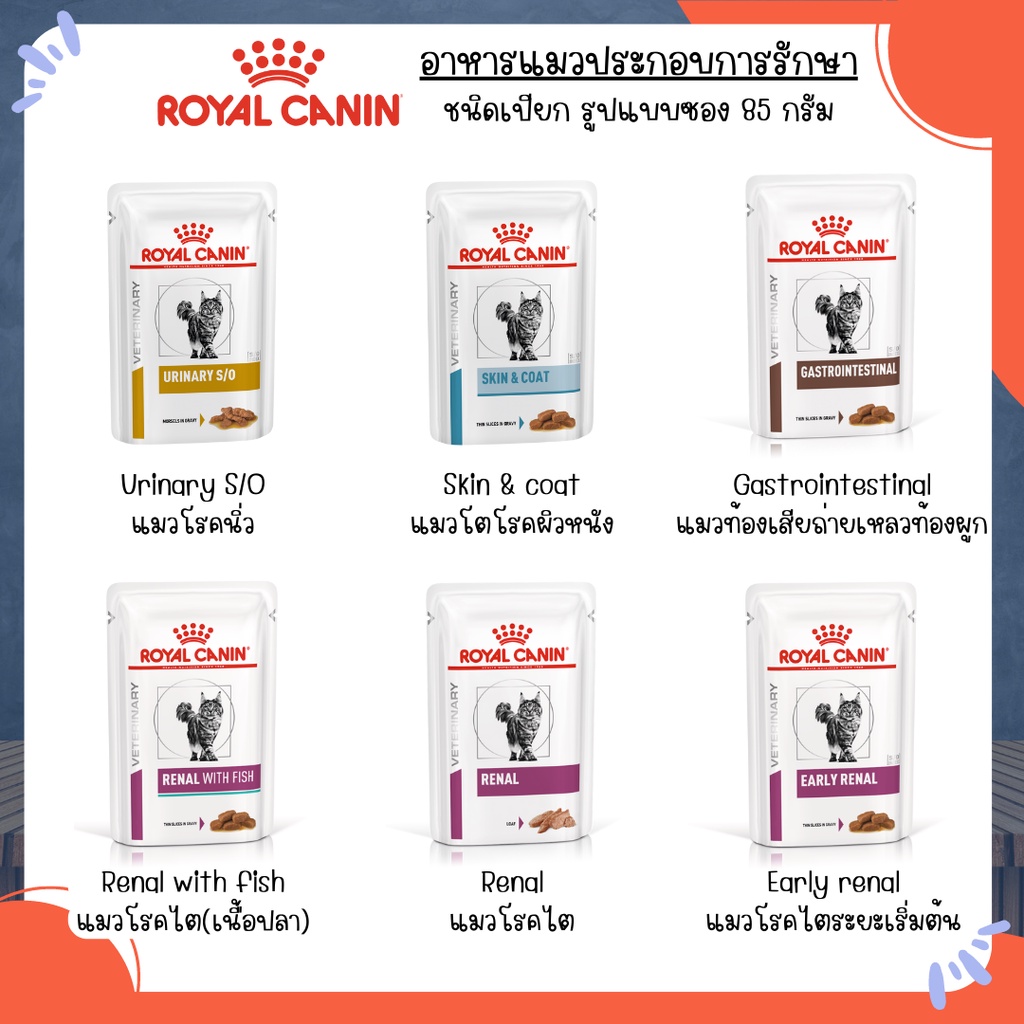 ภาพหน้าปกสินค้าRoyal Canin อาหารแมวโรคไต โรคนิ่ว ท้องเสีย ถ่ายเหลว ท้องผูก โรคผิวหนัง ขนร่วง (RENAL Urinary Skin&coat) 85 กรัม จากร้าน blue.whalepetshop บน Shopee