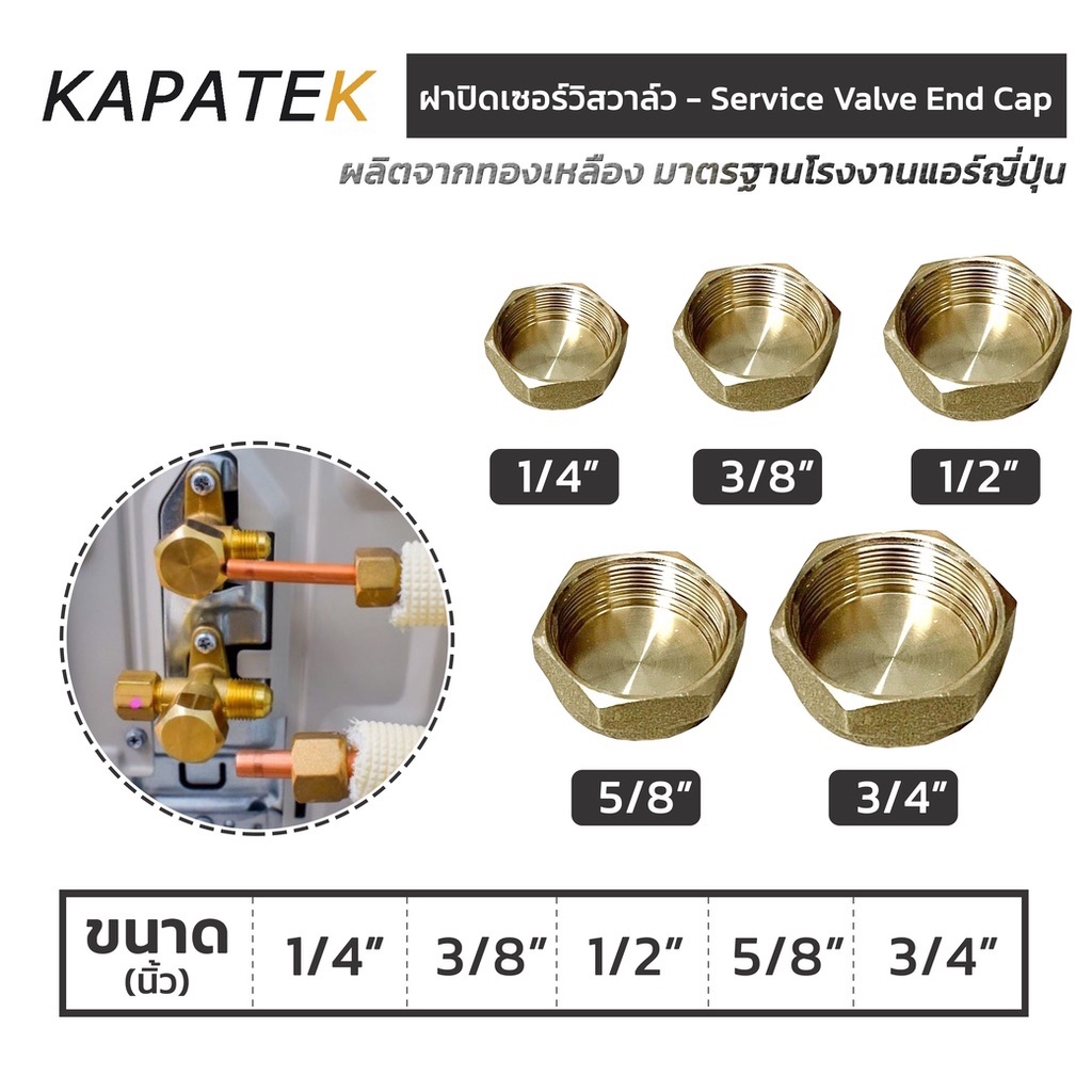 ภาพหน้าปกสินค้าฝาปิดเซอร์วิสวาล์ว แฟร์ปิด 1/4" 3/8" 1/2" 5/8" 3/4" อะไหล่ช่างแอร์ / service valve end cap