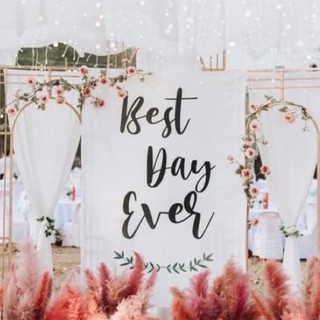[เก็บโค้ดส่งฟรีหน้าร้าน] ป้ายผ้าดิบ Best Day Ever ตกแต่ง งานแต่ง ป้ายงานแต่งงาน ป้ายตกแต่งสถานที่