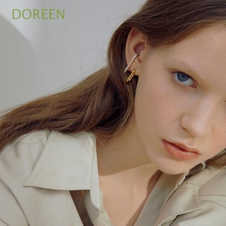 Doreen ต่างหูโลหะทรงกลมสีทองสําหรับผู้หญิง