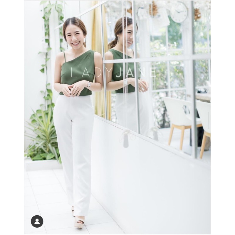 ladyjanebrand-lj048-diana-pants-shorts-white-กางเกงขายาวเอวสูงสีขาว-size-s