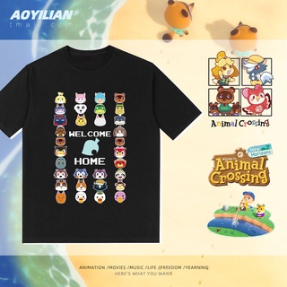 เสื้อยืดโอเวอร์ไซส์เสื้อยืดคอกลมเกม Nintendo switch Animal Crossing 2020 ฤดูใบไม้ผลิและฤดูร้อนใหม่แขนสั้นผู้ชายและผู้หญิ