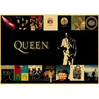 โปสเตอร์ Queen Band Music สไตล์วินเทจสําหรับตกแต่งบ้าน