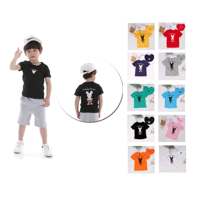 ภาพหน้าปกสินค้าเสื้อยืดแขนสั้นลายการ์ตูนมิกกี้เมาส์สำหรับเด็กผ้าฝ้าย 8 สี