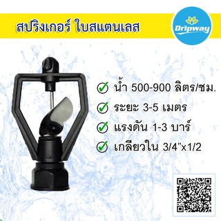 สปริงเกอร์ใบสแตนเลส เกลียวใน 3/4"x 1/2" หมุนรอบตัว (20ตัว)