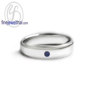 Finejewelthai-แหวนไพลิน-ไพลินแท้-แหวนเงินแท้-พลอยประจำเดือนเกิด-Blue-Sapphire-Silver-Ring-Birthstone-R1414bl