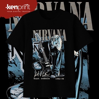 T-shirt  เสื้อยืด พิมพ์ลาย Nirvana KURT COBAIN BAND | โรลวงร็อค | ไม่ใช่ทางการ | เสื้อเชิ้ต One Piece | ผ้าฝ้ายพรีเมี่ยม