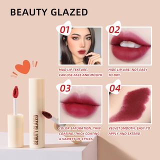 สินค้า Beauty Glazed เครื่องสําอางลิปสติกเนื้อแมทกันน้ําติดทนนาน 12 สี