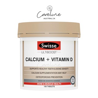 Swisse Ultiboost Calcium + Vitamin D 150 Tablets แคลเซียม + วิตามินดีบำรุงกระดูกและฟัน 150 เม็ด นำเข้าจากออสเตรเลีย