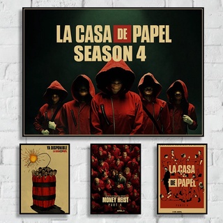 มาใหม่ ภาพวาดศิลปะ La casa de papel Season 4 Money Heist คุณภาพดี สําหรับตกแต่งบ้าน