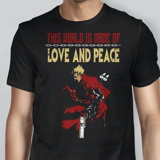 [S-5XL] เสื้อยืดผ้าฝ้าย พิมพ์ลาย This World Is Made of Love and Peace ( Trigun )