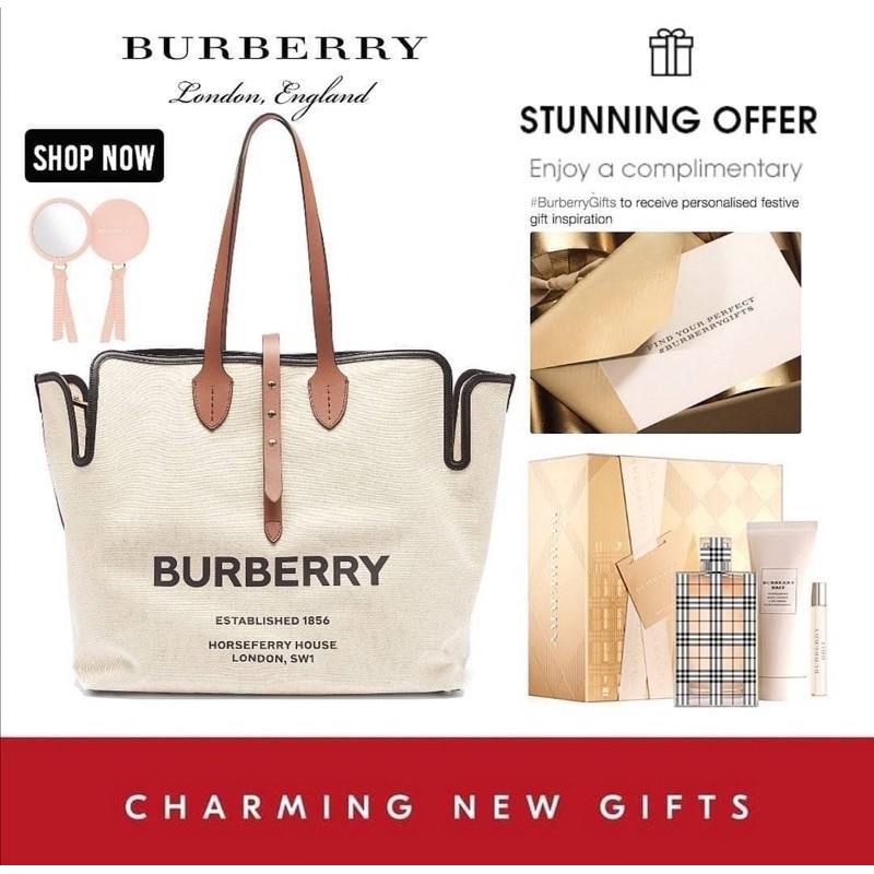 แท้-outlet-new-arrival-burberry-fragrances-tote-bag-with-clutch-vip-gift-with-purchase-gwp