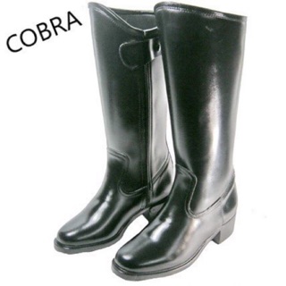 สินค้า รองเท้าบูท จราจร และงานทั่วไป ข้อยาวหนังแท้ รองเท้าตำรจราจร COBRA ซิปยาว สูง 15นิ้ว