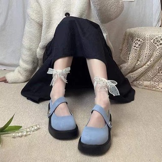 รองเท้าผู้หญิง🎀Retro Mary Jane รองเท้าเดี่ยวหญิงสไตล์วิทยาลัย ใหม่ญี่ปุ่น JK รองเท้าส้นสูงรองเท้าหนังขนาดเล็กห