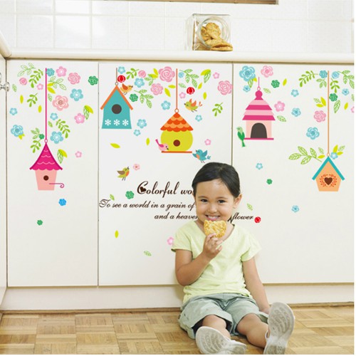 transparent-wall-sticker-สติ๊กเกอร์ติดผนัง-บ้านนก-colorful-world-กว้าง105cm-xสูง65cm