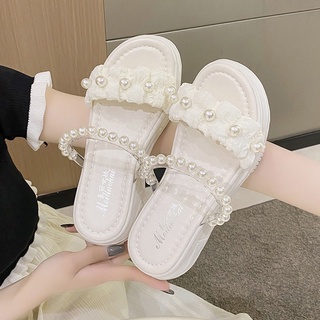 💓รองเท้าแตะแฟชั่น, รองเท้าส้นตึก,Nacre Sandals ,ใส่แล้วสวย รองเท้าผู้หญิง รุ่นเปิดเท้า สูง5cm Size 35-40💕