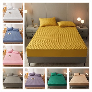 ผ้าปูที่นอน ผ้าคลุมที่นอน แบบยืดหยุ่น สีขาว แบบเรียบง่าย สําหรับผู้ใหญ่ ขนาดควีนไซซ์คิงไซซ์