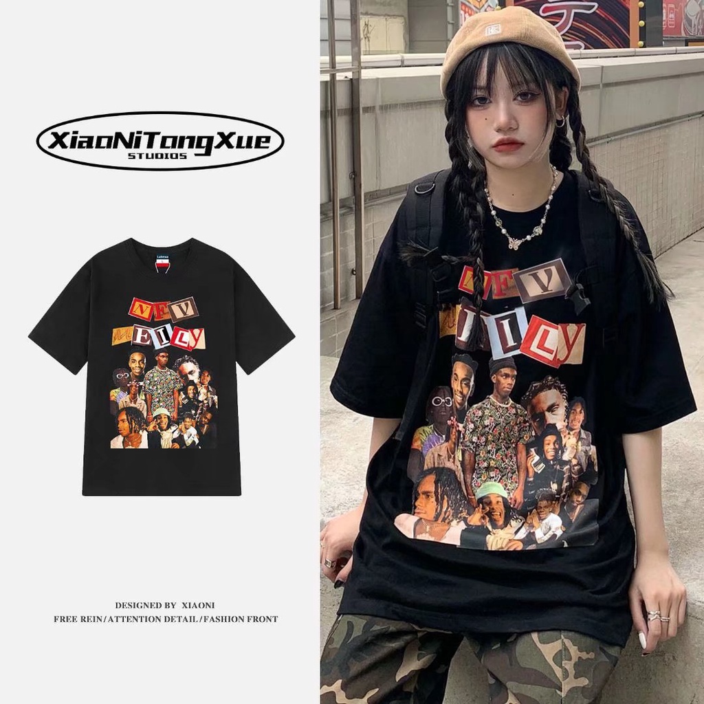 summer-cartoon-short-sleeved-t-shirt-female-ins-tide-high-street-loose-small-half-sleeved-2022-new-couple-tops