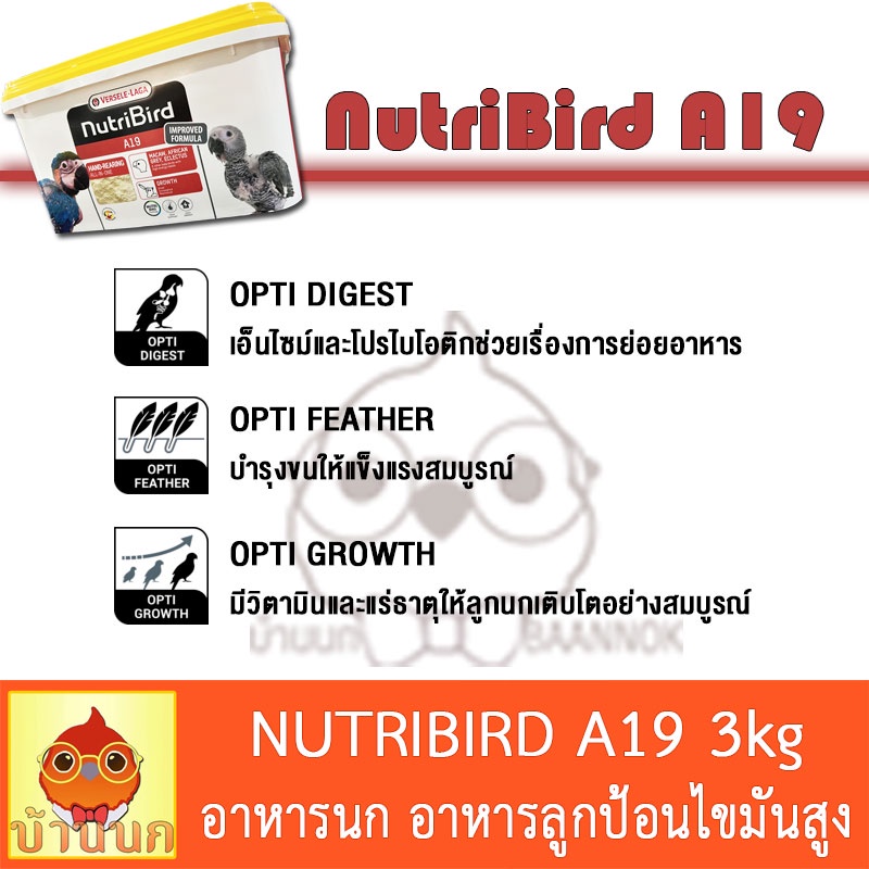 nutribird-a19-โฉมใหม่-3kg-อาหารนกลูกป้อน-สำหรับลูกนกที่ต้องการพลังงานไขมันสูง