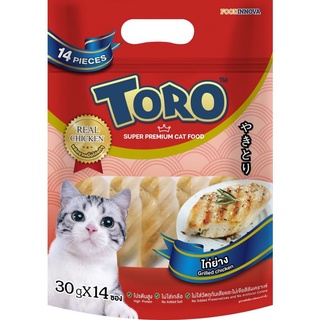 สินค้า toro toro สีแดงแพ็คใหญ่ ขนมแมว โทโร่ แพ็ค 14 ชิ้น/แพ็ค รสไก่ย่าง