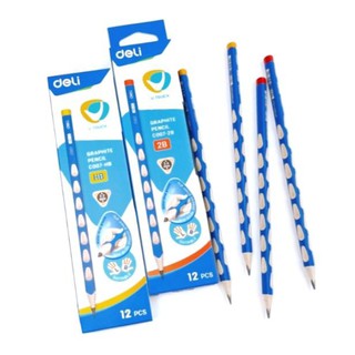 ดินสอ Deli C007 Graphite Pencil ดินสอไม้ 2B และ HB ทรงสามเหลี่ยม (1ด้าม)