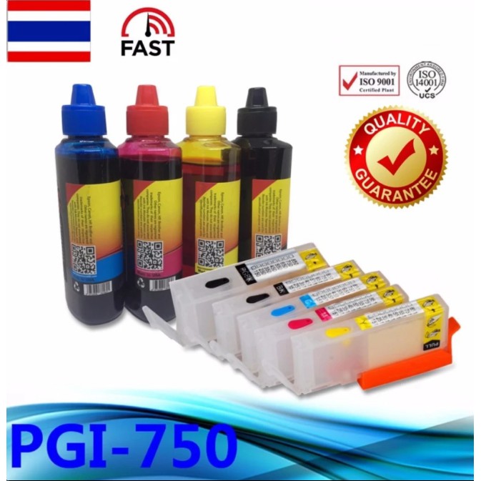 ชุดตลับหมึกแบบรีฟิลได้ พร้อมชิป สำหรับ Canon PIXMA iP7270 (PGI-750,CLI ...