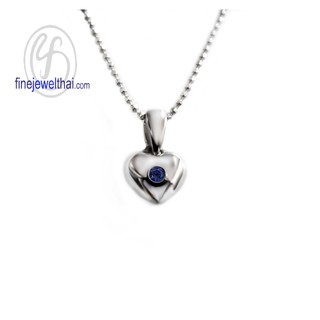 Finejewelthai จี้ไพลิน-จี้เงินแท้-จี้พลอย-พลอยประจำเดือนเกิด-Blue-sapphire-Pendant-Silver-P1011bl