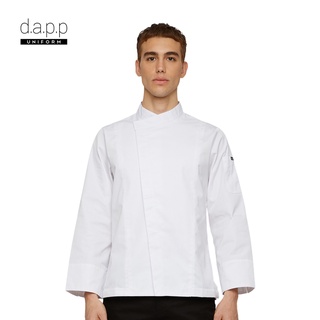 dapp Uniform เสื้อเชฟ แขนยาว กระดุมซ่อน Denton White Pressed Button Longsleeves Chef Jacket สีขาว(TJKW1020)