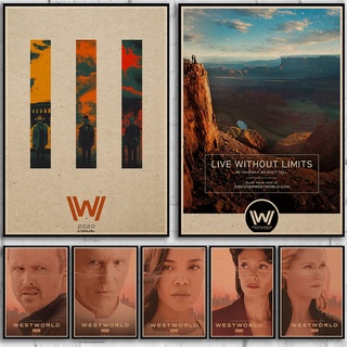 โปสเตอร์ฟิล์มกระดาษคราฟท์ ลาย Westworld Season 3 คุณภาพสูง สไตล์อเมริกันเรโทร สําหรับตกแต่งห้องนั่งเล่น บาร์