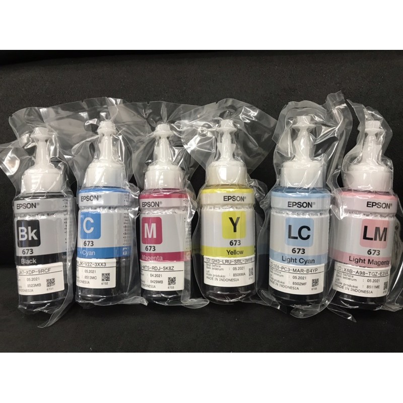หมึก Epson T673 6สี ใช้กับ L800/L1800/L805/L810/L850 แบบไม่มีกล่อง ...