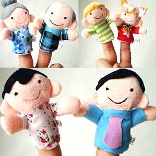 ผ้าตุ๊กตาการ์ตูนมือ นิ้วหุ่นครอบครัวสุขสันต์ 6 ชิ้น