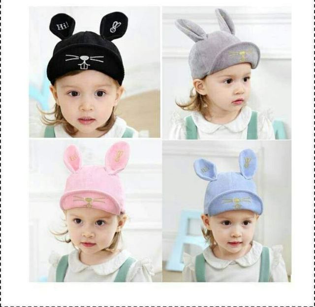 หมวกกำมะหยี่หูกระต่ายเด็ก-สินค้าพร้อมส่ง