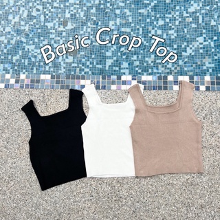 พร้อมส่ง Basic crop top เสื้อแขนกุด เสิ้อกล้าม ผ้าร่อง ผ้านิ่ม ผ้ายืด พร้อมส่ง