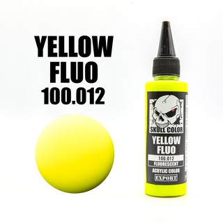 Skull Color 012 สีเหลืองสะท้อนแสง (Yellow Fluorescent) สีสูตร Acrylic ผสมสำเร็จสำหรับแอร์บรัช ขนาด 60ml.