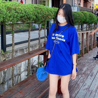 พร้อมส่ง!!✨เสื้อยืดoversize ลาย No more Fake friend💙 ผ้าcotton