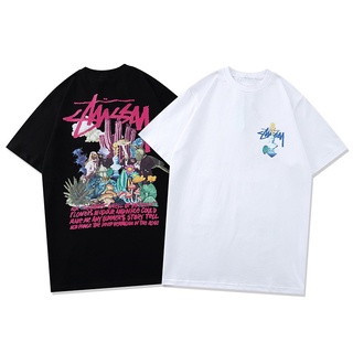 [S-5XL] Stussy ผู้ชายและผู้หญิงแฟชั่นลำลองเสื้อยืดแขนสั้นยืด.สบาย.รัก