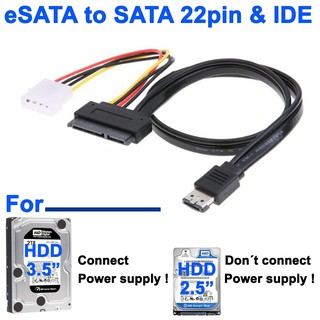 สาย Power eSATA Combo to SATA 22Pin IDE 5V 12V for 3 5" 2 5" Hard Disk Cable 50cm