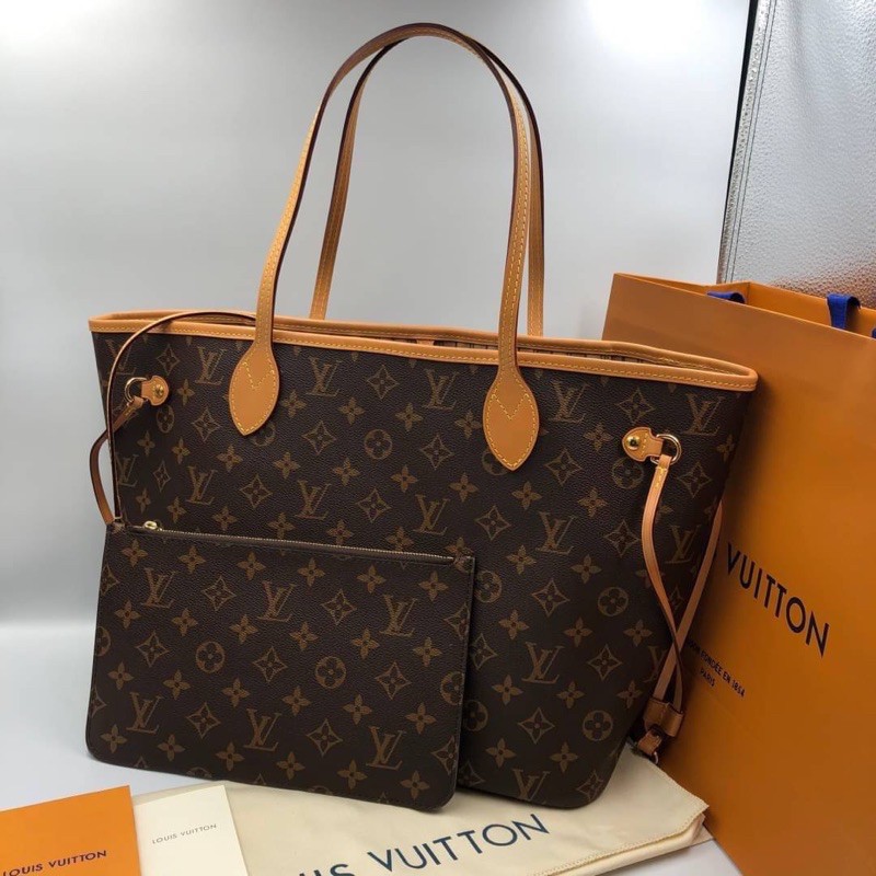 louis-vuitton-neverfull-mm-original-1-1-กระเป๋าหลุยส์-ซับในสีเบจ