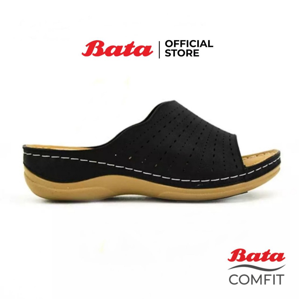 bata-comfit-รองเท้าเพื่อสุขภาพ-แบบสวม-เสริมส้น-สูง-1-นิ้ว-รองรับน้ำหนักเท้าได้ดี-สีดำ-รหัส-6616330-ladiescomfort-fashion