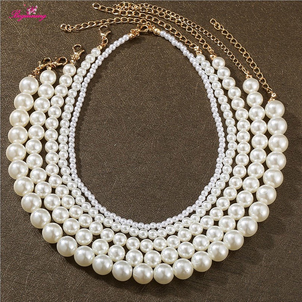 beginning-เครื่องประดับผู้หญิงสร้อยคอโชคเกอร์ไข่มุกเทียมสวยหรู