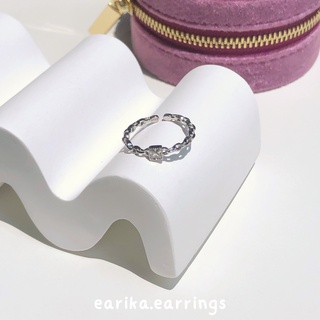 earika.earrings - gem square chain ring แหวนโซ่จี้เพชรทรงสี่เหลี่ยมเงินแท้ ฟรีไซส์ปรับขนาดได้