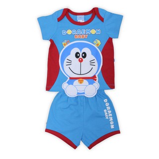เสื้อผ้าเด็กลิขสิทธิ์แท้พร้อมส่ง เด็กผู้ชายผู้หญิง ชุดแขนสั้น ชุดเสื้อกางเกงเด็กเล็ก  Doraemon ADC047-41-BUD